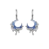 Blue crescent-shaped earrings with a light luxury, niche and high-end feel, exaggerated earrings, unique seaside vacation style, silver needle earrings for women Item Picture